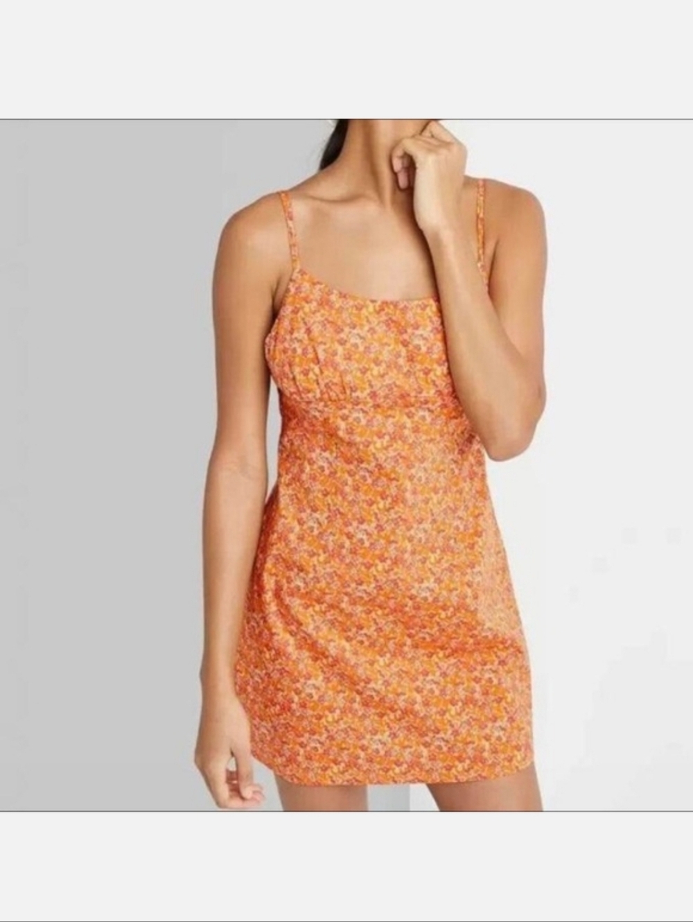 Wild Fable Yellow Floral Spaghetti Strap Mini Dress Size Large
